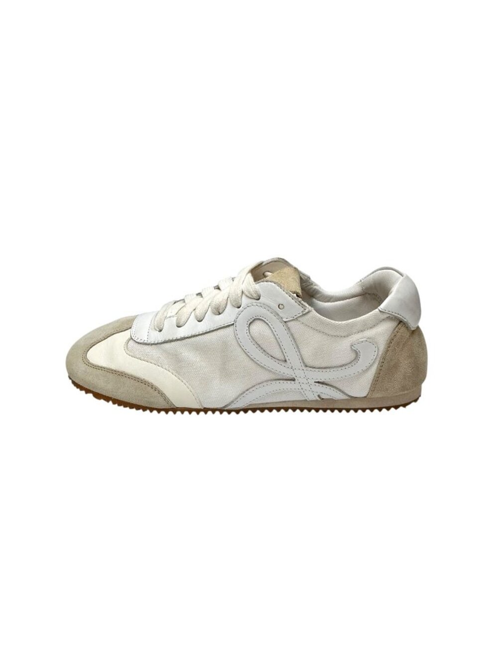 LOEWE White Canvas Leather and Suede Ballet Runner Trainers 7